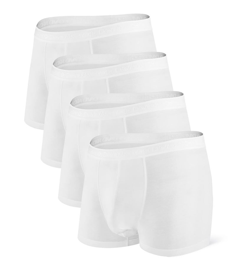 DAVID ARCHY Men's Underwear Ultra Soft Modal Dual Pouch Trunks Support Ball Pouch Bulge Enhancing Boxer Briefs for Men 4 Pack(L, White) - Image 1